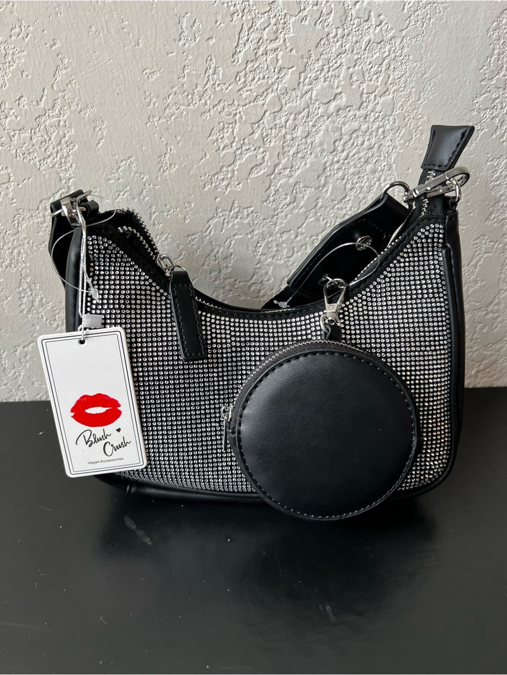 NWT Blush + Crush Rhinestone Crossbody Bag with Coin Purse